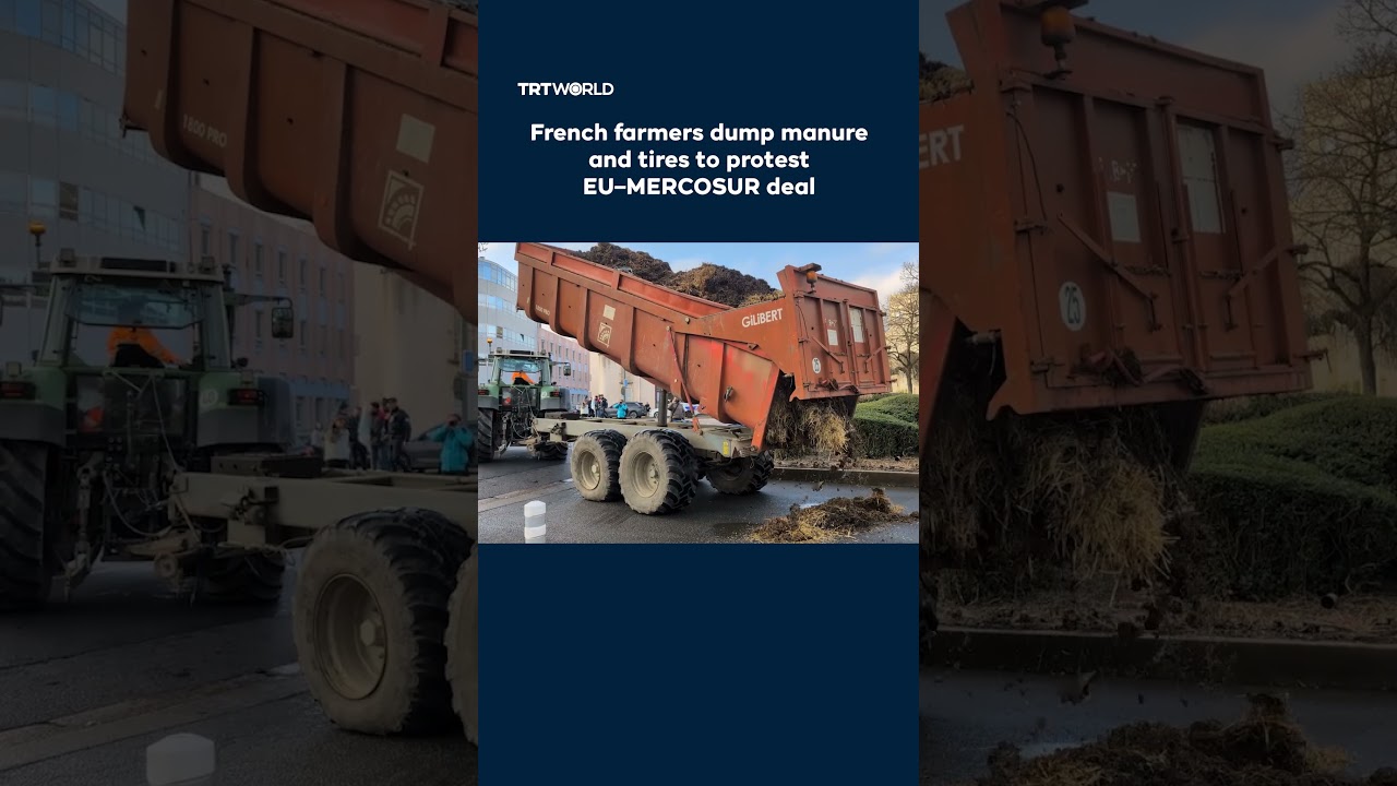 French farmers dump manure and tires in Dijon to protest EU&ndash;MERCOSUR deal