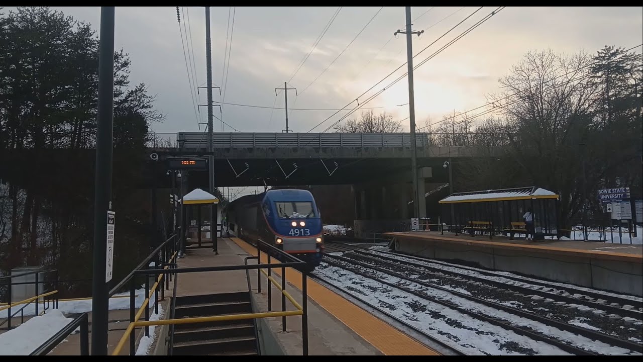 First Video of 2025! Amtrak & MARC Trains at Bowie State University Station ft. HHP-8 #4913