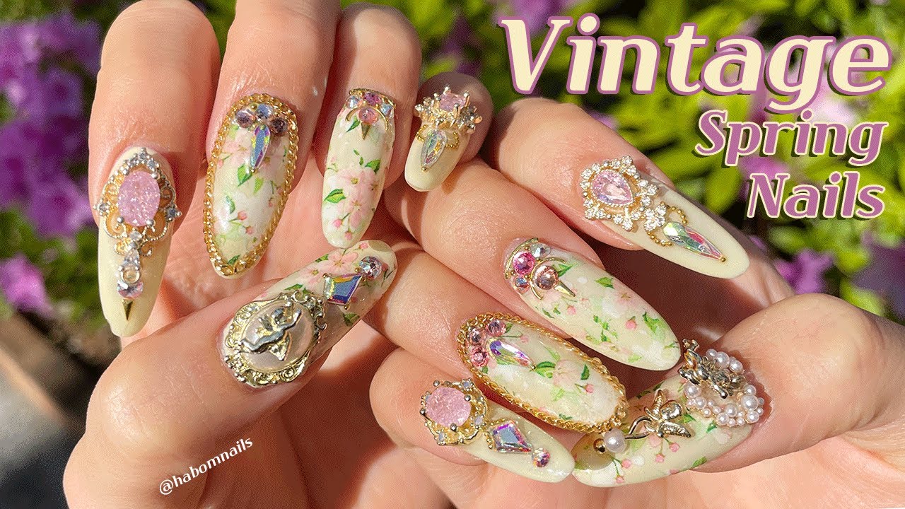 Eng) 중세 유럽 느낌으로 빈티지 네일을 해본다면?🌷 One of my favorite vintage nails!
