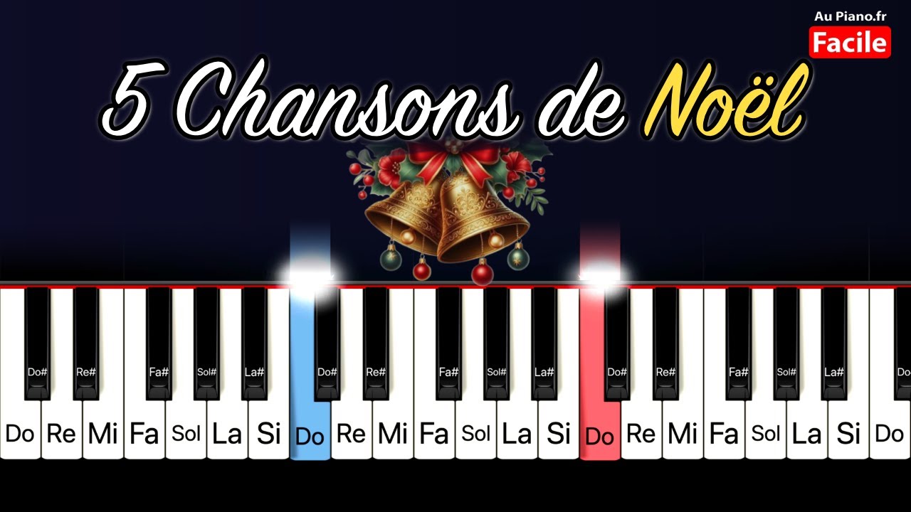 🎹 5 Chansons de Noël Faciles à Jouer au Piano - Tutoriel avec Synthesia et Paroles 🎹