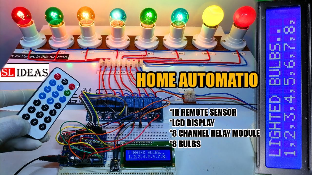 Home Automation using ir IR remote control with LCD display & 8 channel relay module | NEW | part 4