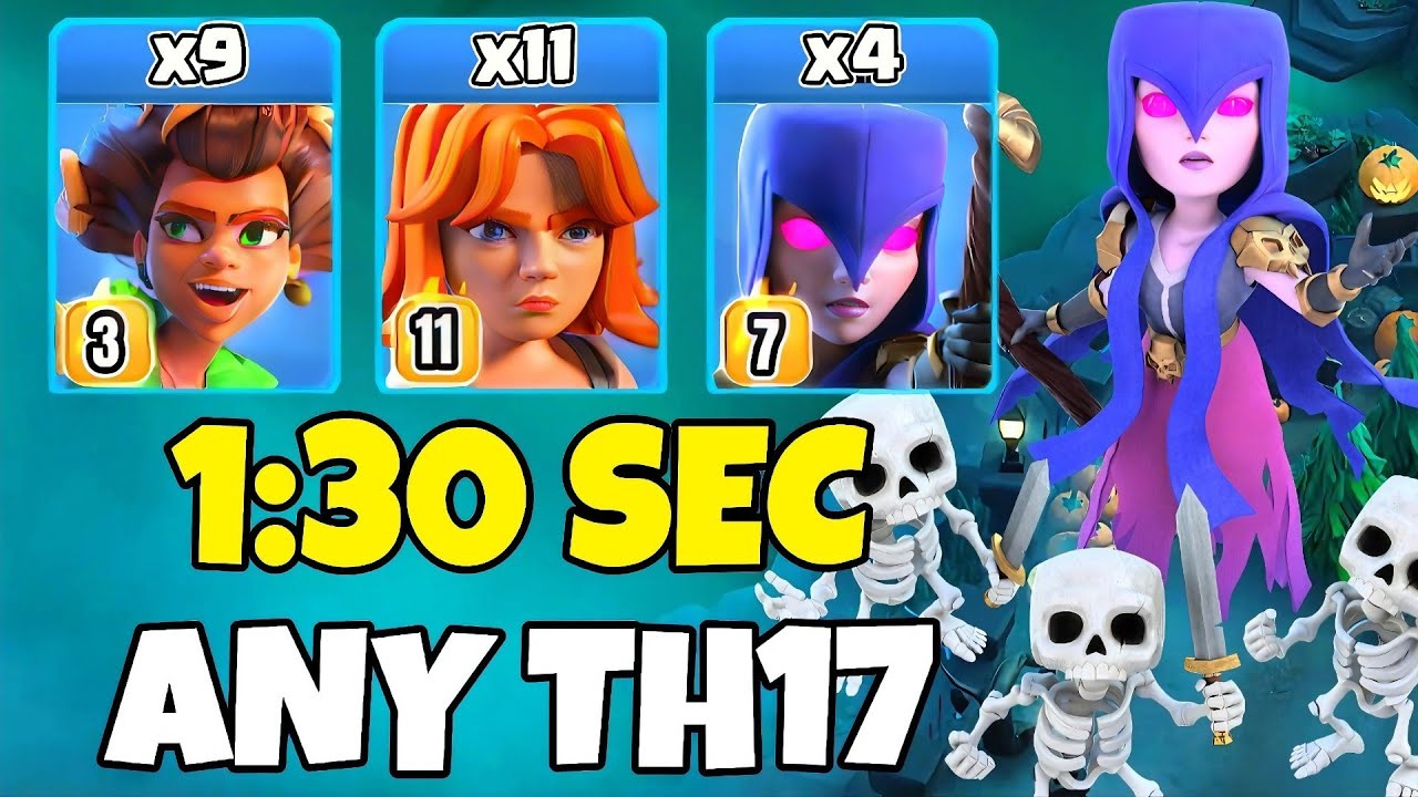 TH17 Root Rider + Witch + Valkyrie Attack Strategy | TH17 Attack Strategies (Clash of Clans)