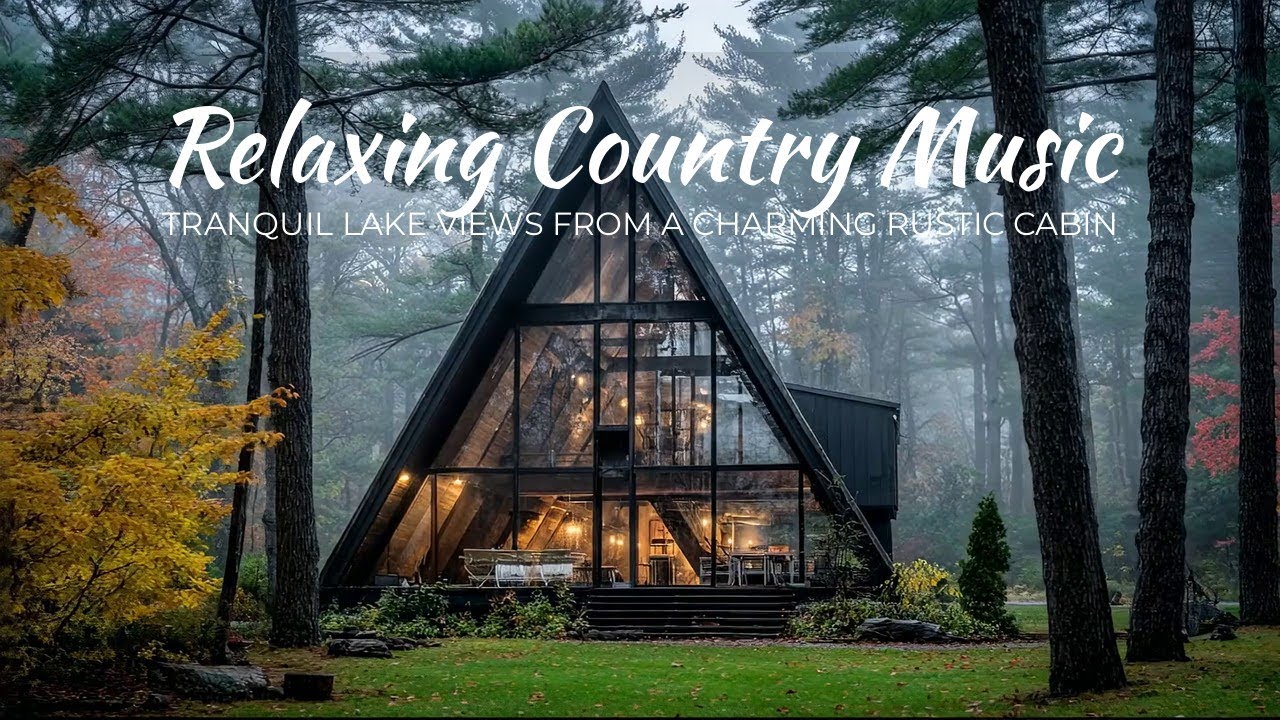 Relaxing Country Music | Tranquil Lake Views from a Charming Rustic Cabin