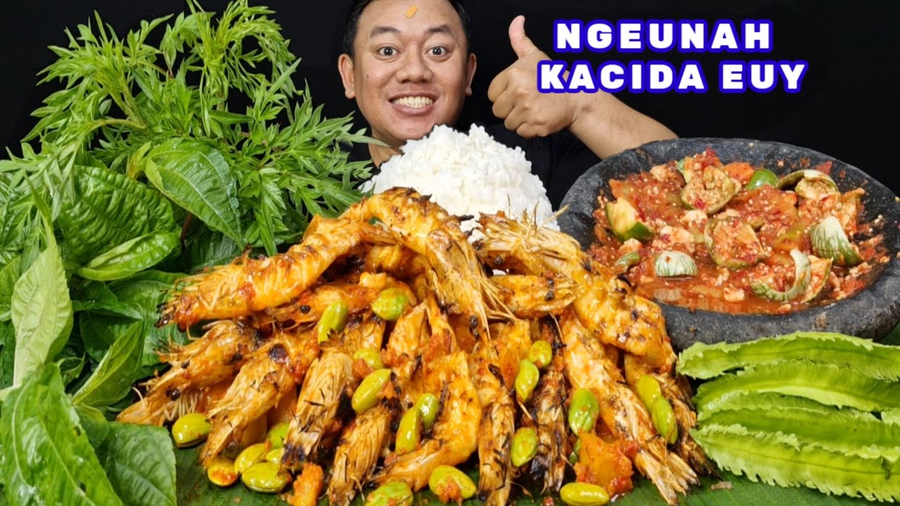INI ENAK BANGET MAKAN UDANG BAKAR PEDAS SAMBEL MENTAH TERONG IJO LALAPAN PETAI POHPOHAN KENIKIR