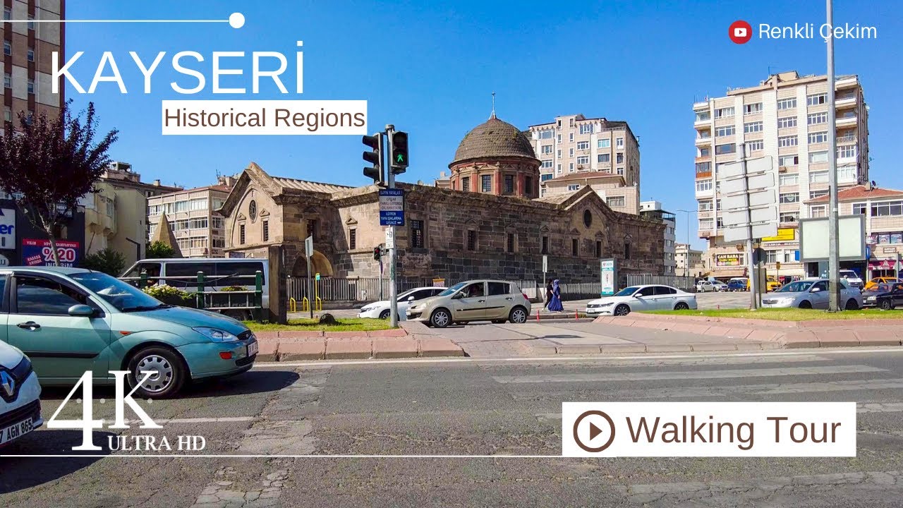 4K Kayseri Historical Regions Walking Tour | Türkiye 2024