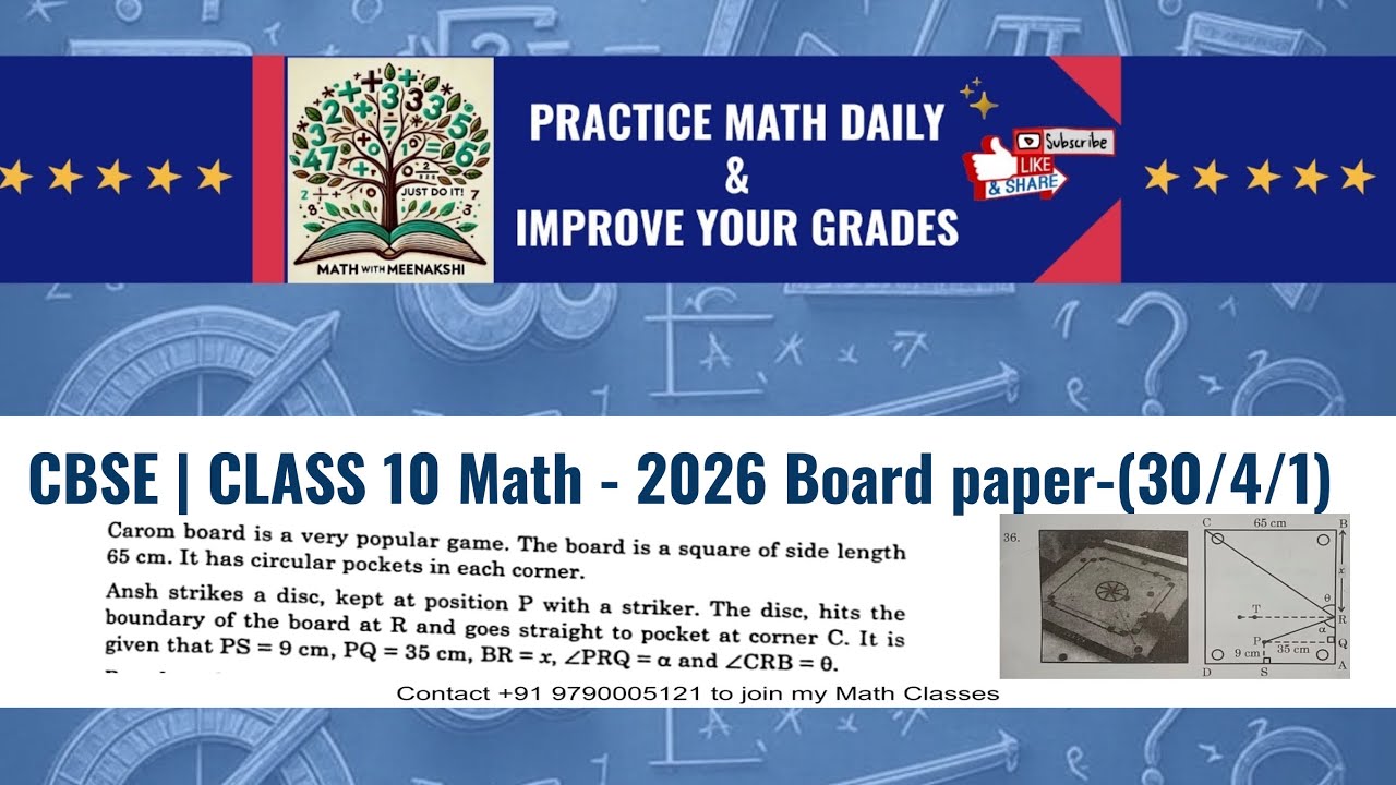 CBSE | CLASS 10 Math - 2026 Board paper-(30/4/1) - Question 36