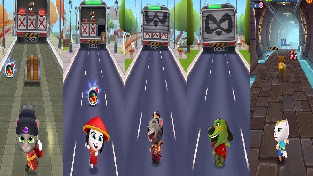 Talking Tom Gold Run Chinese Version Fortune Tom VS Lucky Angela Genie Angela ZOMBIE BEN Boss Fight