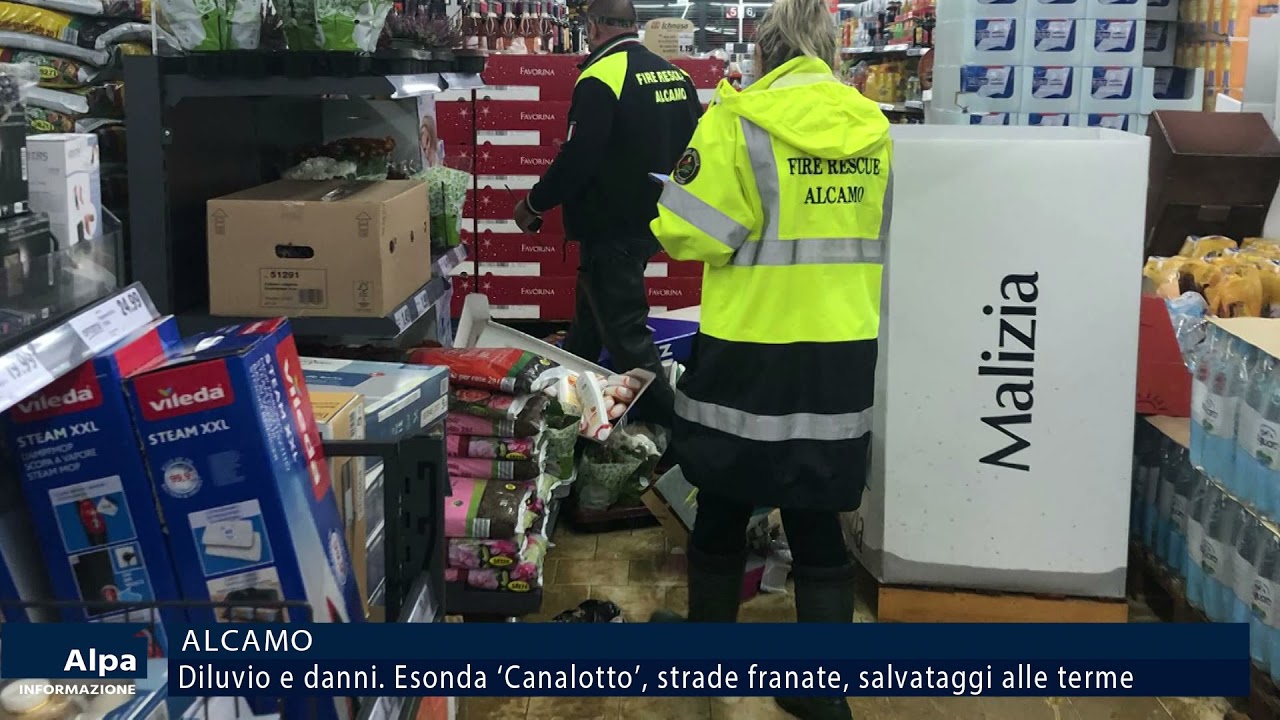 Alcamo, diluvio e danni. Torrente 'Canalotto' distrugge tutto. 4 persone salvate alle 'terme'