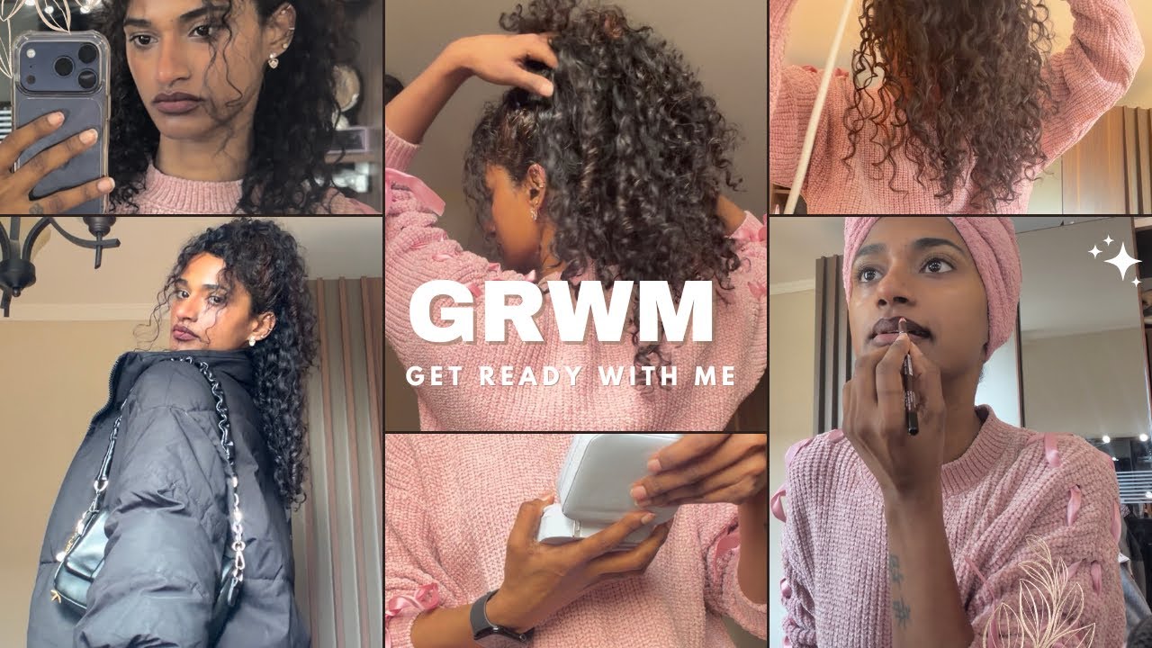 GRWM routine | skincare, curly hair refresh *realistic* 