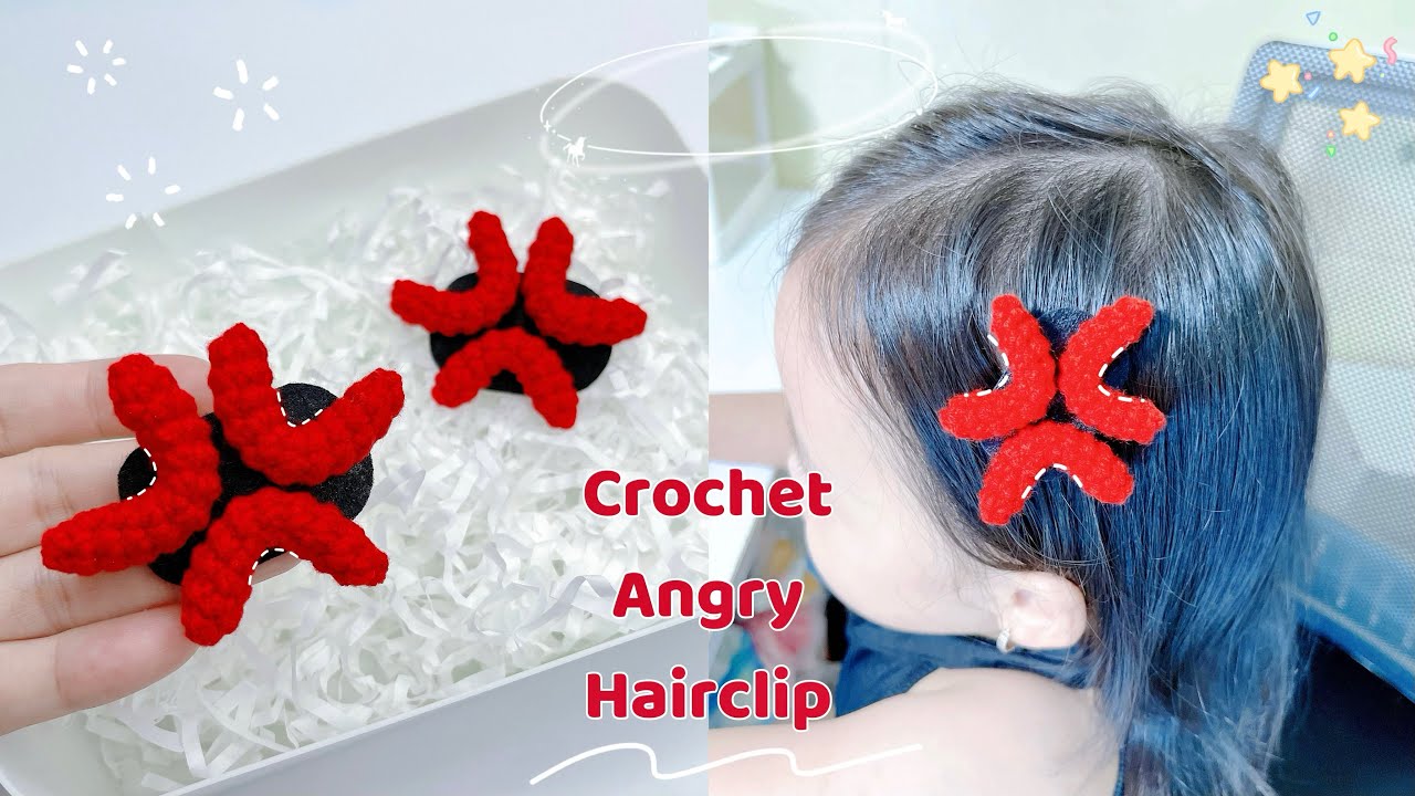 Crochet Angry Hairclip 💢| Simple & Cute | Móc Kẹp Tóc Tức Giận