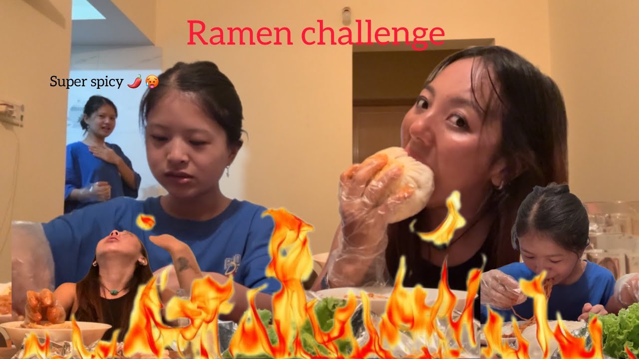 2xramen+ buldak +taipo momos challenge // mukbang // ramen #challenge #ramenchallenge #mukbang #fyp 