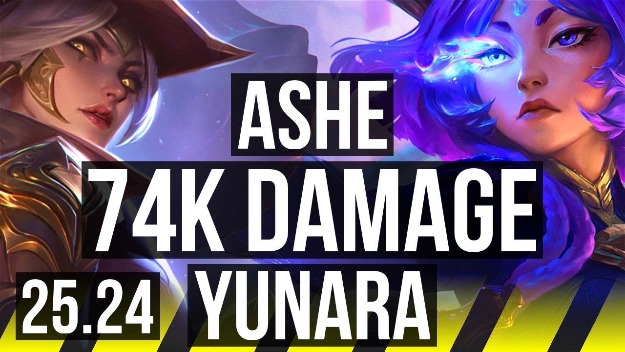 ASHE & Seraphine vs YUNARA & Poppy (ADC) | 74K damage, 5k gold comeback | NA Grandmaster | 25.24