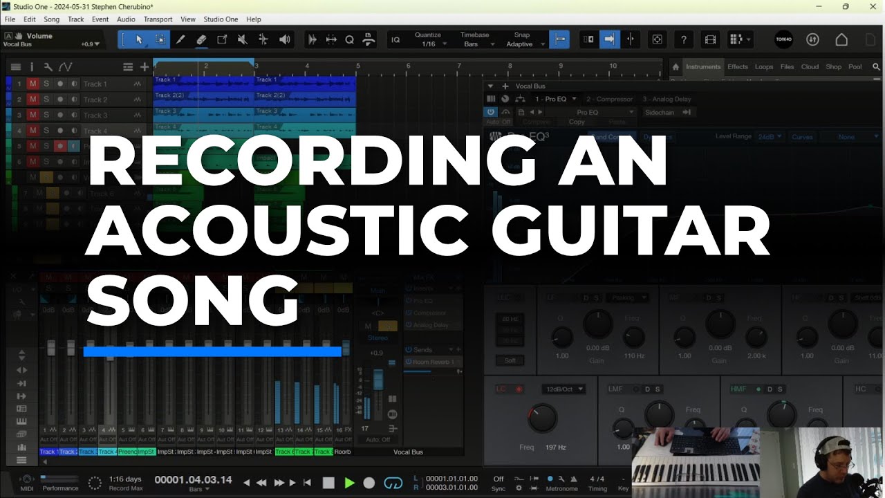 Writing an Acoustic Guitar Song in Studio One 6  - with Drums, Vocals and Bass