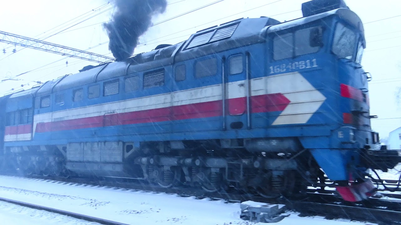 2ТЭ116-1696 даёт медведя при отправлении!Грузовой поезд БалтТрансСервис станция Пожитково 22.11.2020