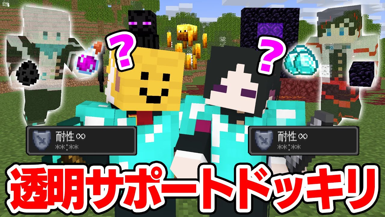 【ドッキリ😜】初心者のエンドラ討伐、透明で超サポートしてもバレない説ｗｗｗｗ【マインクラフト・マイクラ実況】