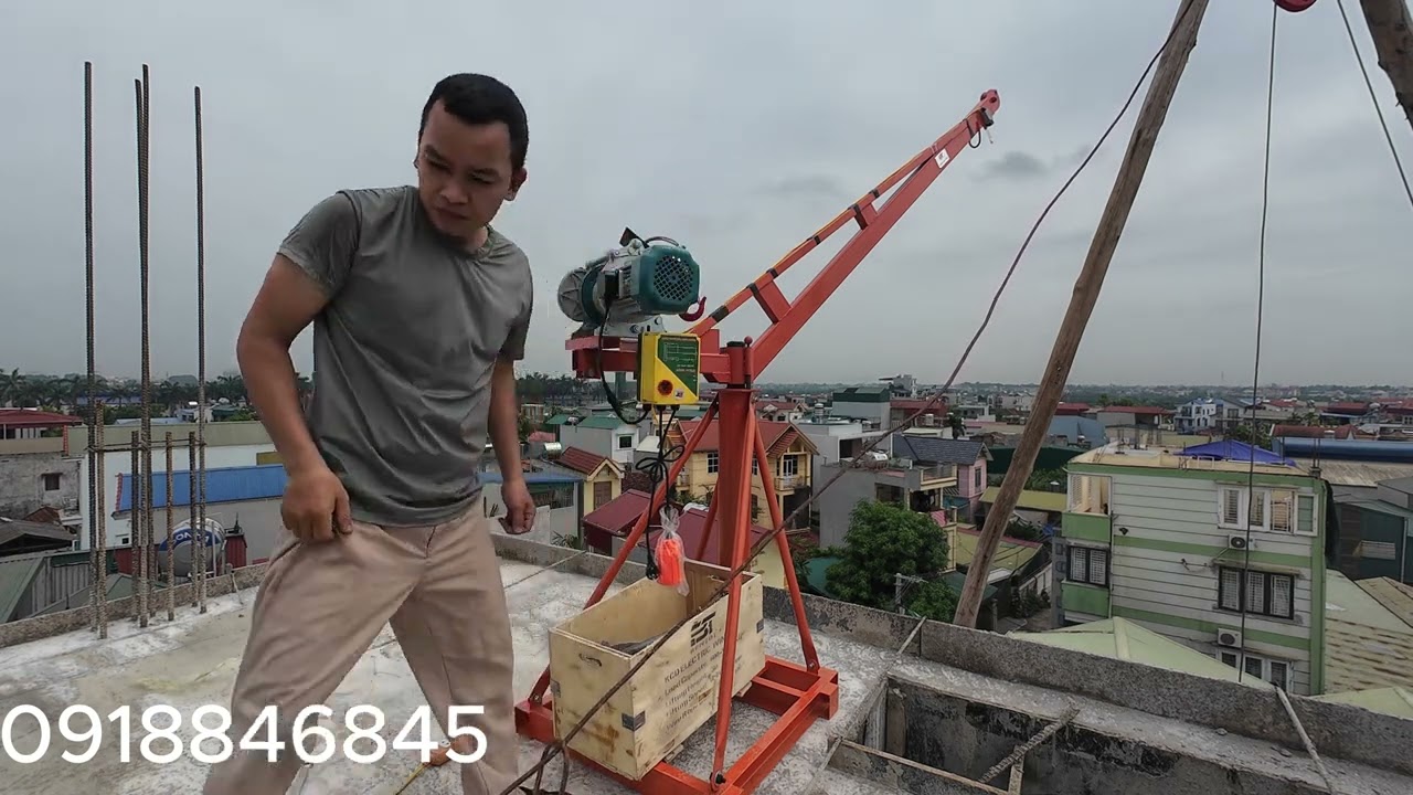 Thay cẩu xoay 360 cho tời chữ A