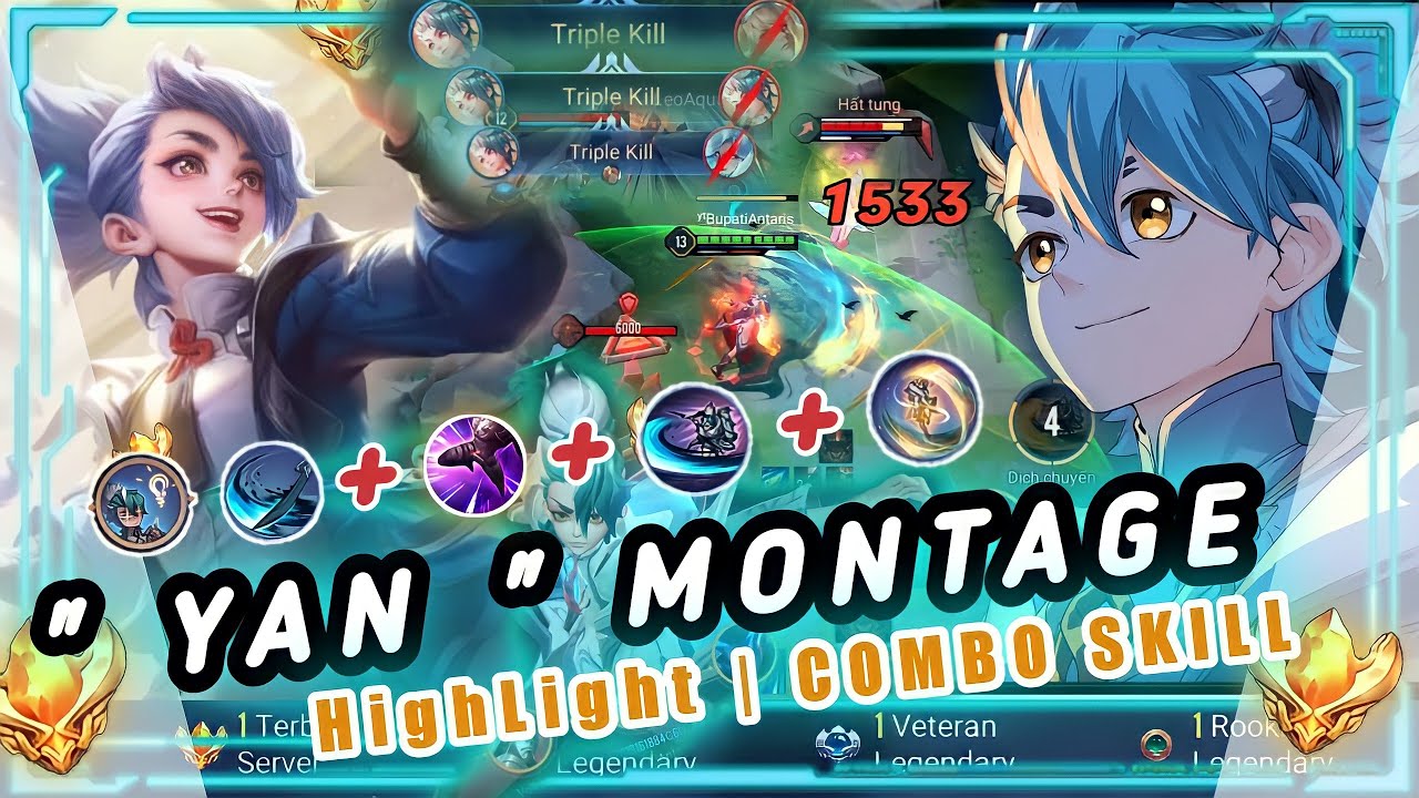 YAN MONTAGE COMBO SKILL | New HERO AoV Yan | TOP 1 Yan - ARENA OF VALOR