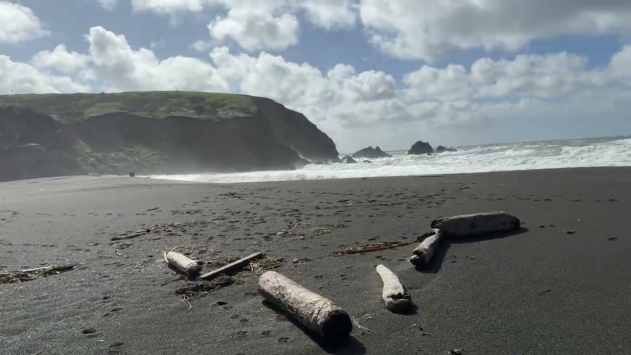 San Francisco beach walk.  ASMR wind 