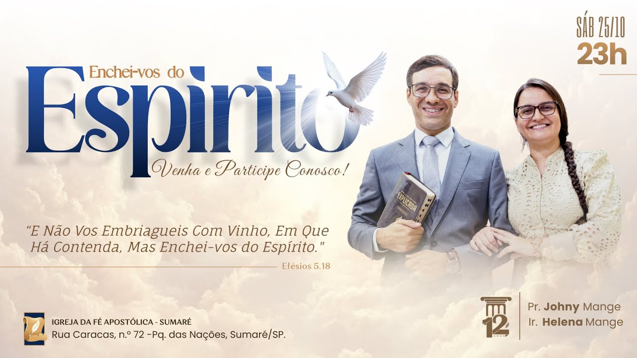 Grande Vigília: Enchei-vos do Espírito | 25/10/25 | Pr. Johny Mange | Ao Vivo