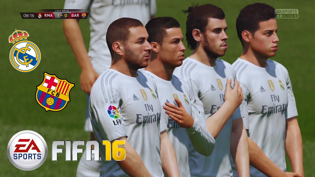 FIFA 16 PC Геймплей - Реал Мадрид против ФК Барселона | Полный матч №2
