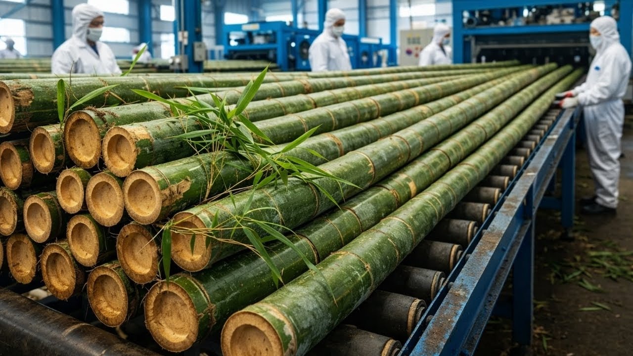 You Won’t Believe This Bamboo Fiber Factory: Muddy Forest Trunks Turned Into Pure Fiber!