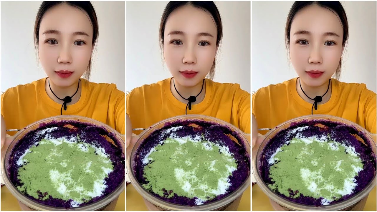 ASMR ICE EATING with MATCHA and MILK POWDER