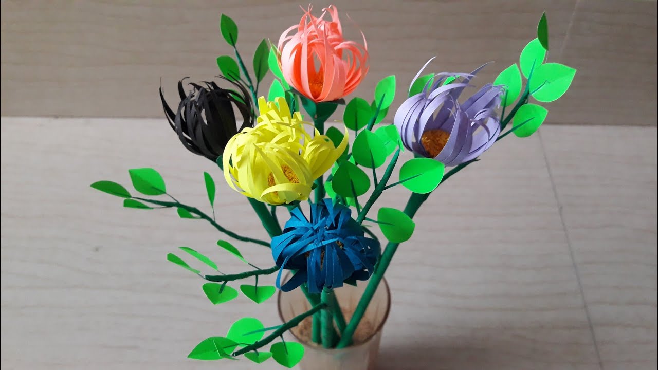New Multiple Colors Flowers by Paper #diy #flowers #easyflowermaking #5minutecrafts