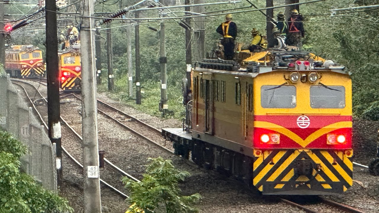 台鐵 山佳&mdash;鶯歌間電車線勾斷事故 CMB55+65+61電車線維修工程車 現場搶修工作記錄 / TRA power line engineering train emergency repair