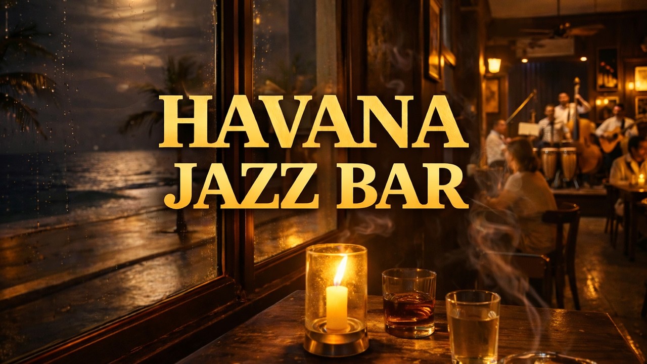Rainy Havana Jazz Bar 🍸 Vintage Cuban Music | 1940s Havana Café Ambience (1 Hour)
