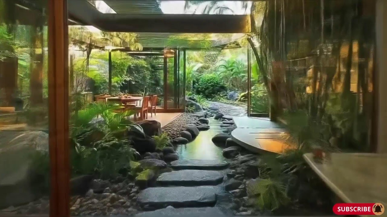 🛑 Seamless Indoor-Outdoor Kitchen and Dining with Garden Courtyard