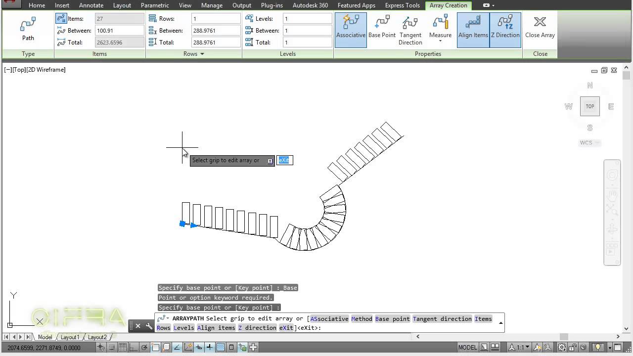 Создаем массивы. Инструмент array в Autocad