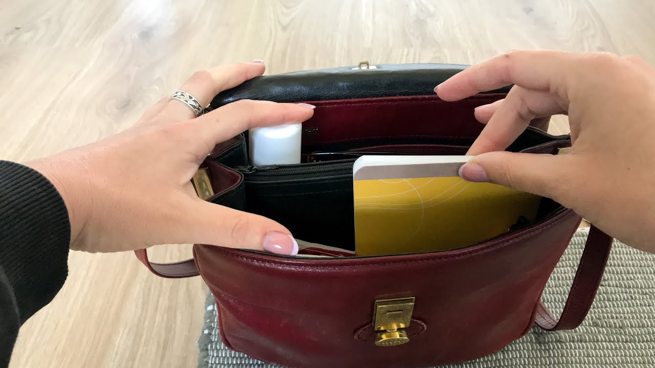 ASMR ✨ - what&rsquo;s in my leather bag? | bag rummage | no tapping and talking