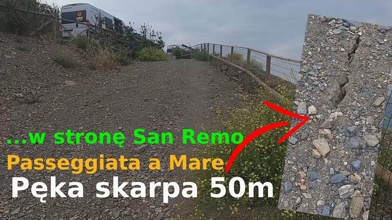 Biały Misiek  Opel Combo MiniCamper Vanlive Promenada wybrzeże Italia w stronę San Remo