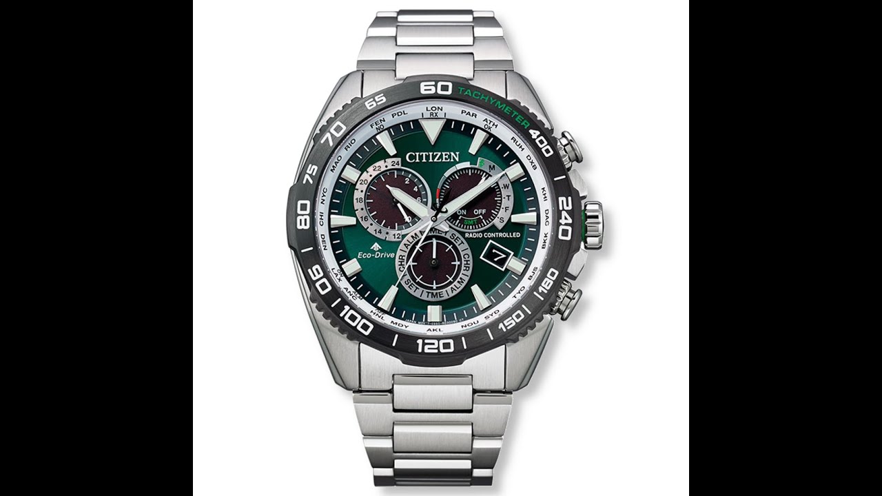 Citizen CB5034-91W EcoDrive Radiocontrolado de acero con esfera verde