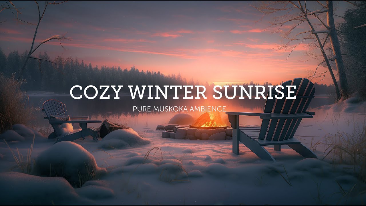 Pure Muskoka Ambience: Snowy Sunrise Campfire with Relaxing Lo-Fi