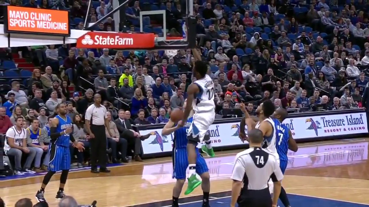 Andrew Wiggins Explosive Dunk! | Magic vs Wolves | January 30, 2017 NBA regular season