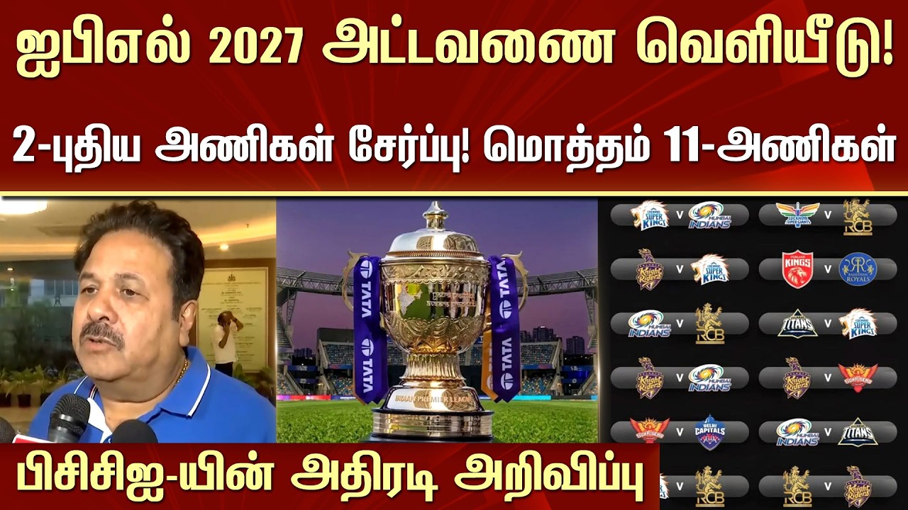 ஐபிஎல் 2027 அட்டவணை வெளியீடு! 2-புதிய அணிகள் சேர்ப்பு! மொத்தம் 11-அணிகள்  - IPL 2027 Teams List