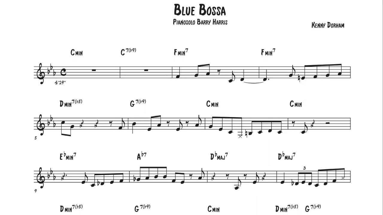 Barry Harris - Blue Bossa (Transcription)