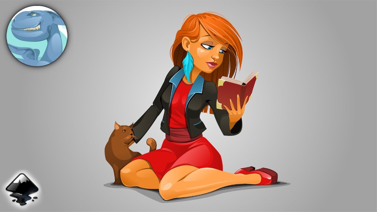 Girl with a book. Inkscape vector drawing. Drawing process.