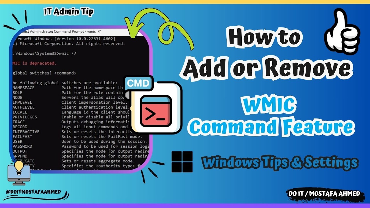 Как добавить или удалить функцию команд WMIC в Windows 11 | Быстро и просто