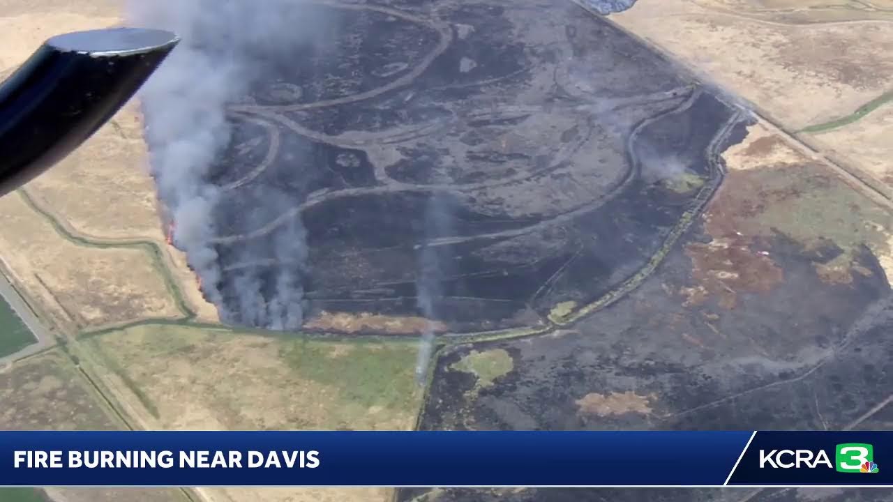 LiveCopter 3 has a view of a fire burning near Davis