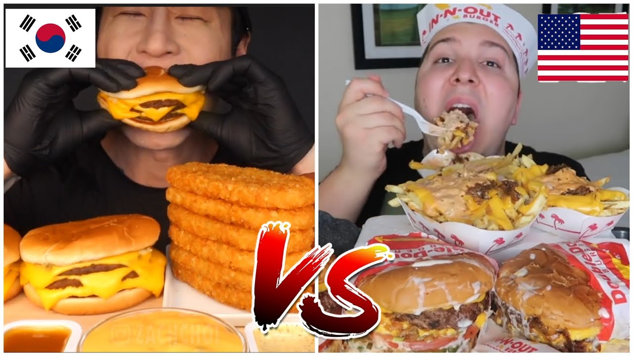 Korean vs American mukbangers   (Big bites)