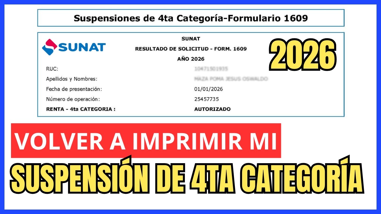 ¿Cómo VOLVER A IMPRIMIR mi Suspensión de 4ta Categoría 2026? (Rápido y Fácil)