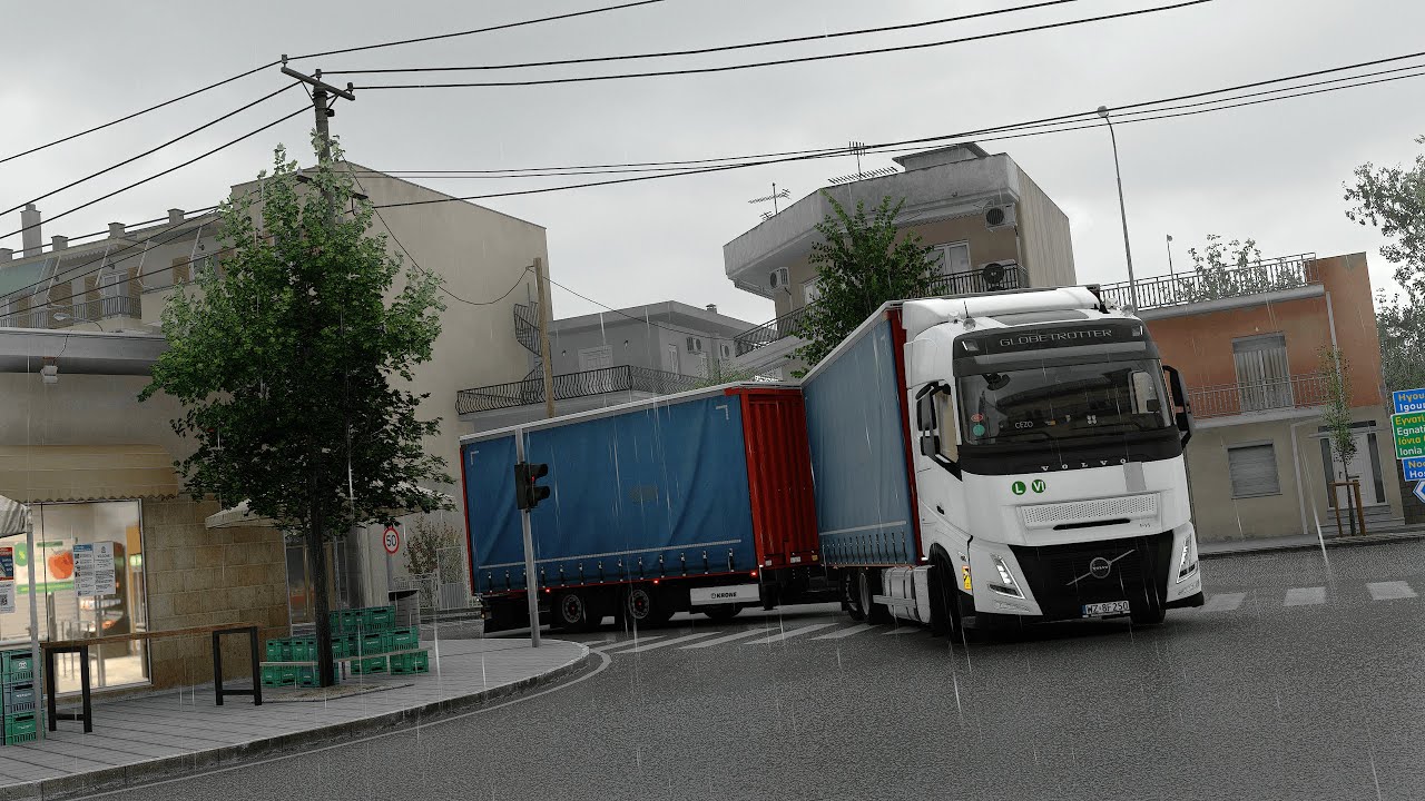 VOLVO FH6 AERO 500 TANDEM | Pov rainy driving in Greece | ETS2 1.57 | MOZA R5 | 4K