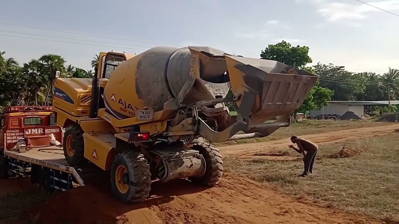 AJAX ARGO 4.3 TRAILOR UNLOADING VIDEO | SELF LOADING CONCRETE MACHINE |
