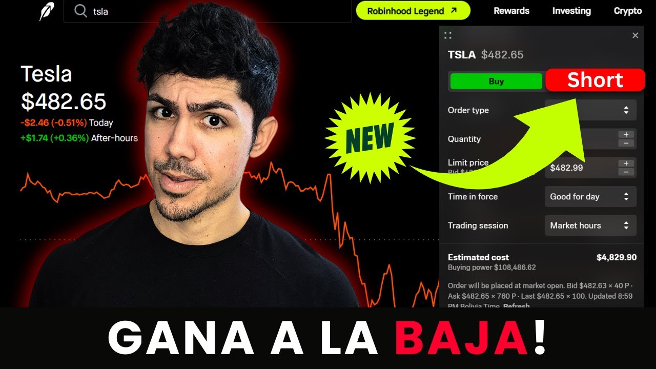 C&oacute;mo GANAR cuando las acciones bajan de precio - SHORT de Acciones en ROBINHOOD