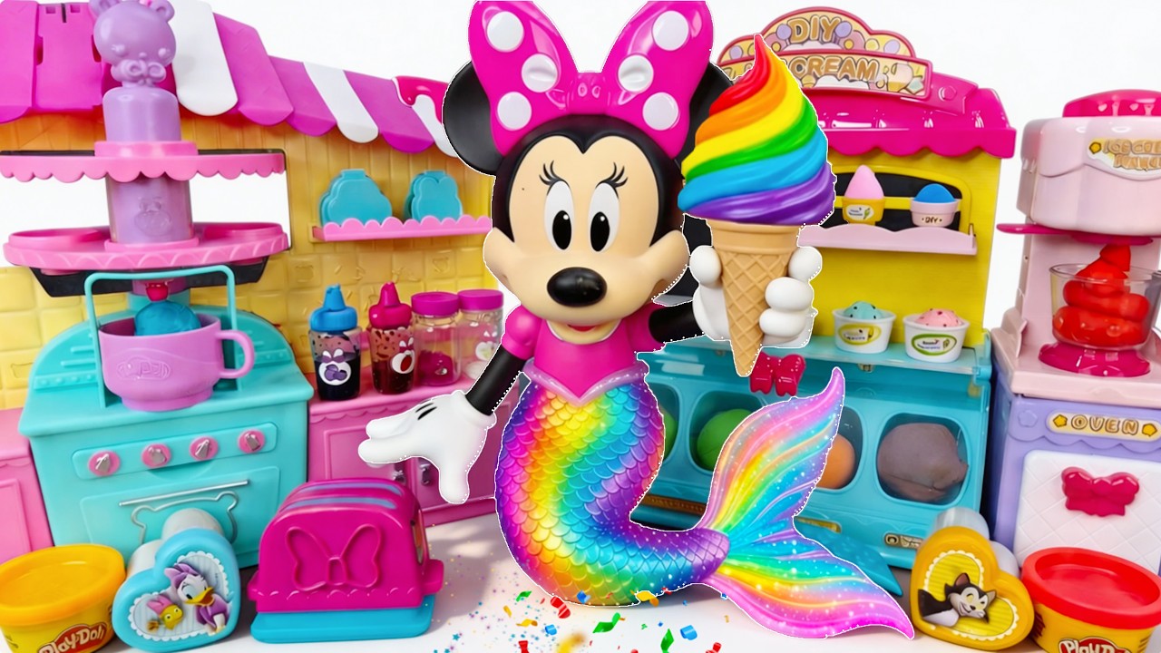 Minnie Mouse 2026🎀 Set Unboxing del maquillaje arcoíris vs cocina de helados arcoíris de Minnie