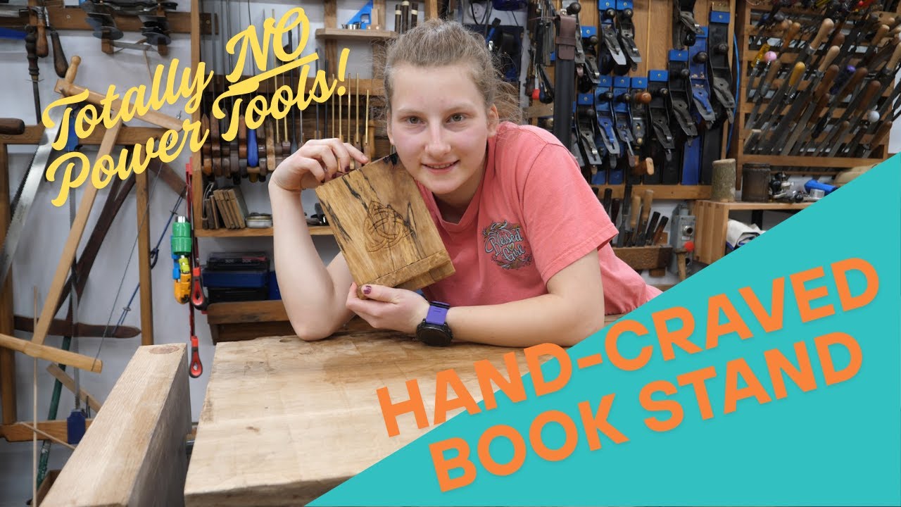 Hand Carved Book Stand: Totally No Power Tools ;)