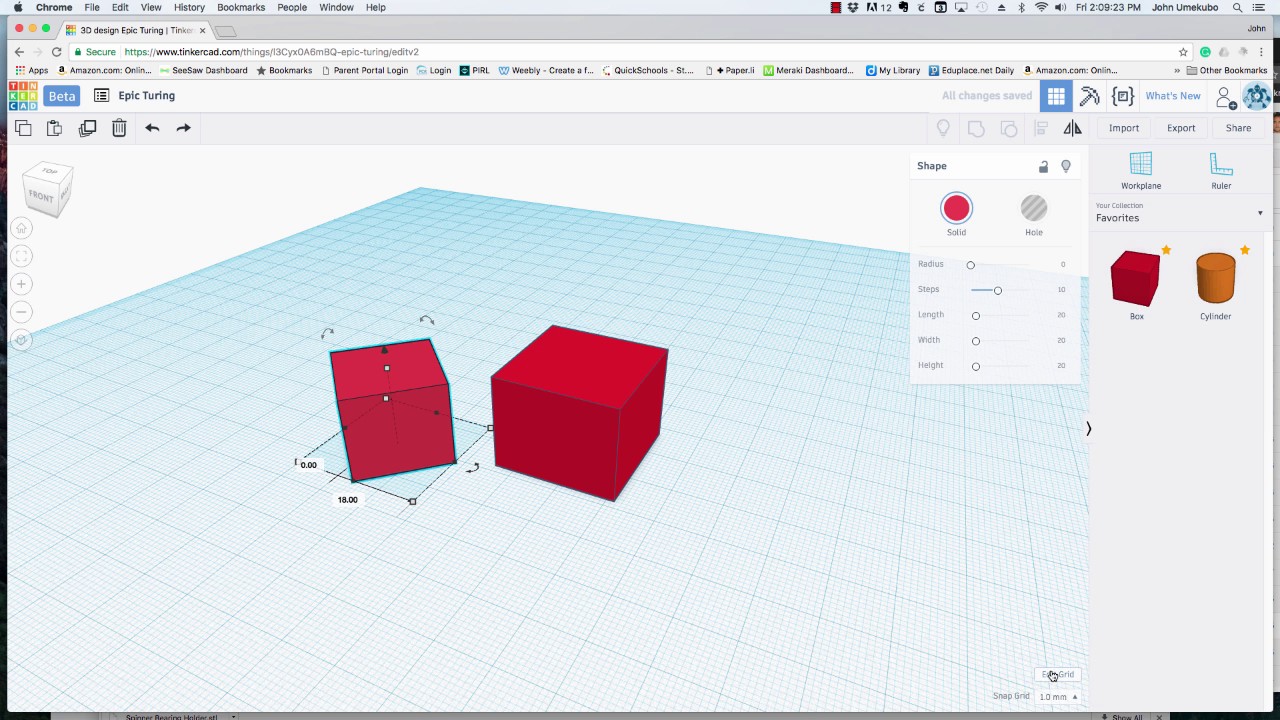 04. Новый TinkerCAD — редактирование сетки, привязка сетки