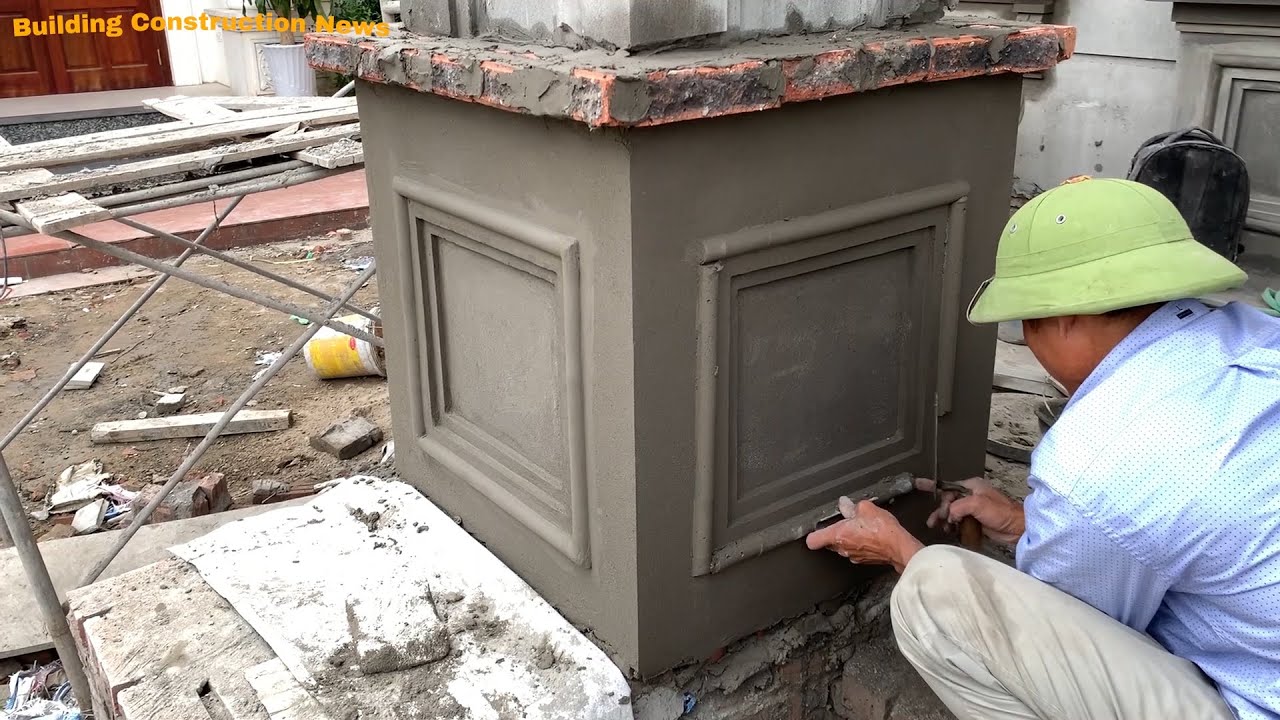 Creative Concrete Column Construction Technique From Brick Sand And Cement - Great Construction